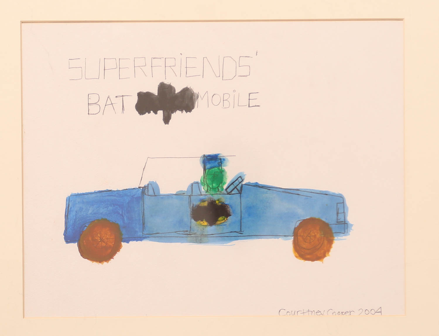 Courttney Cooper "Superfriends Batmobile" Signed Watercolor Painting