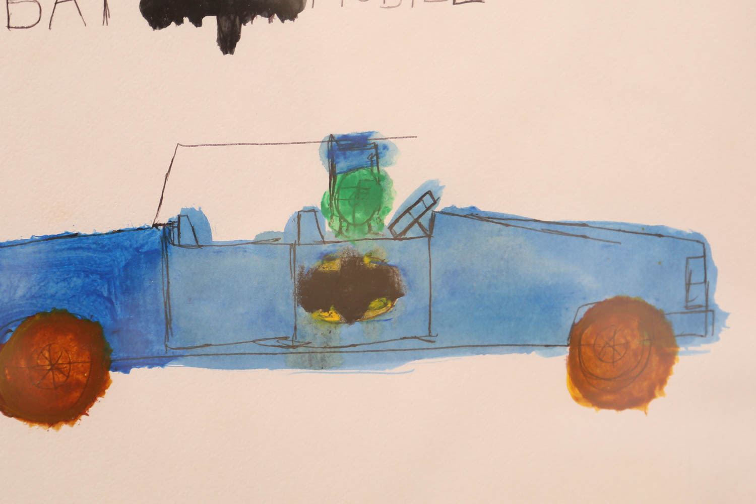 Courttney Cooper "Superfriends Batmobile" Signed Watercolor Painting