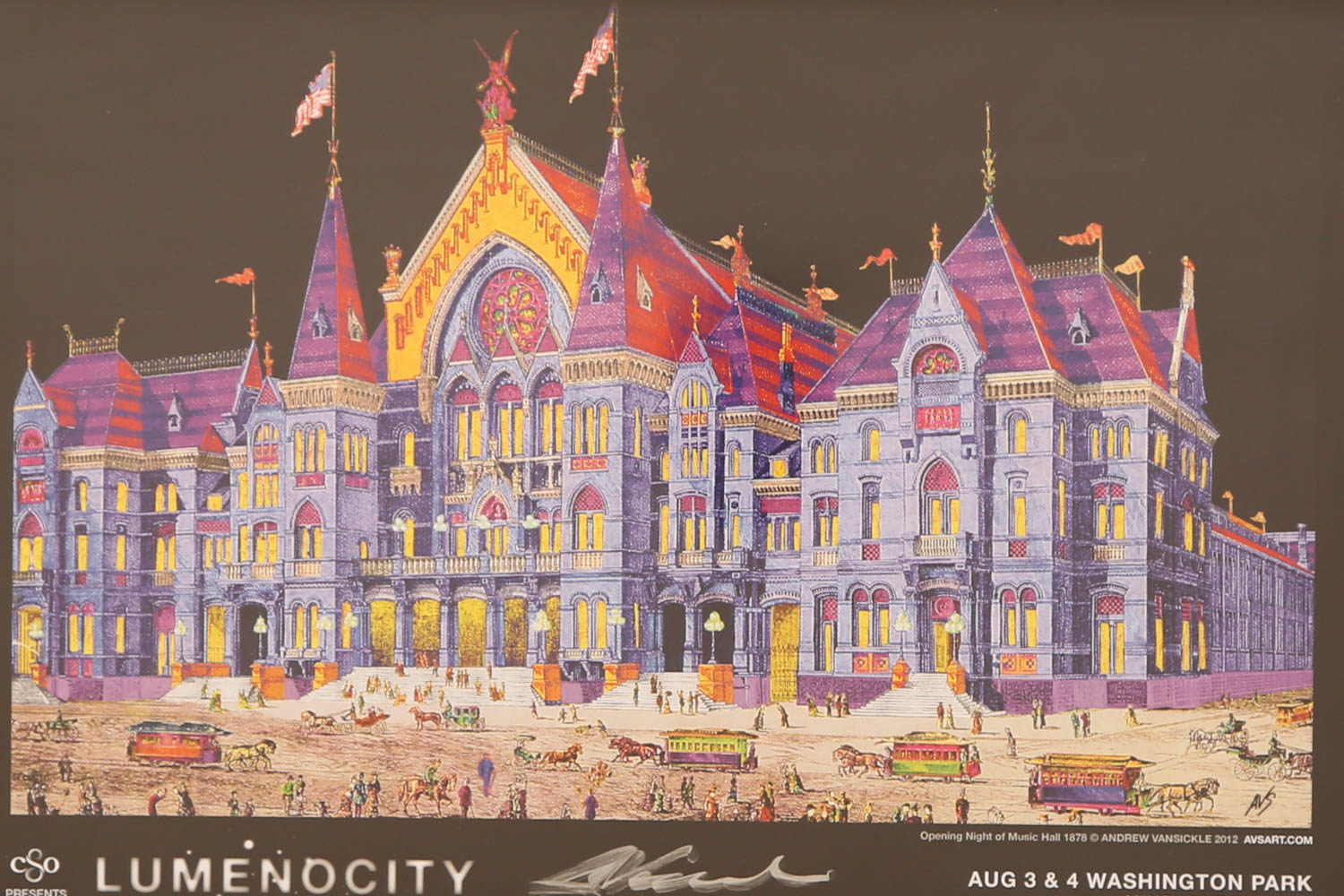 Andrew VanSickle "Opening Night of Music Hall 1878/Lumenocity" Signed Limited Edition Poster