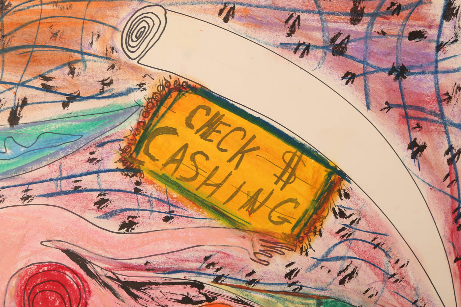 Andrew VanSickle "Guardian Angel Check Cashing" Signed Pastel Drawing