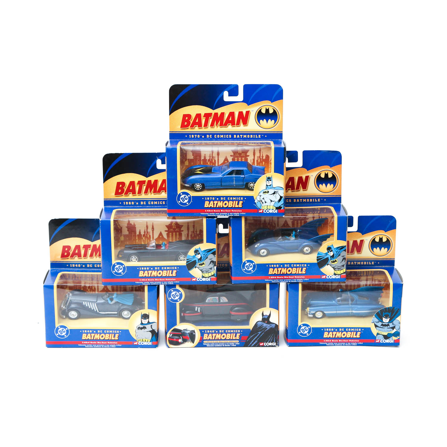 Collection of Vintage Diecast Corgi Batman Batmobile Model Cars