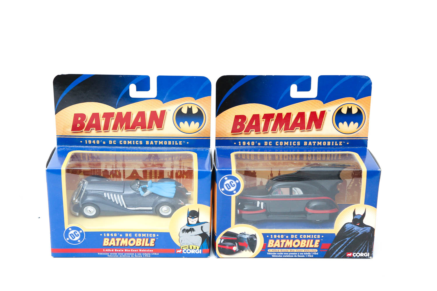 Collection of Vintage Diecast Corgi Batman Batmobile Model Cars