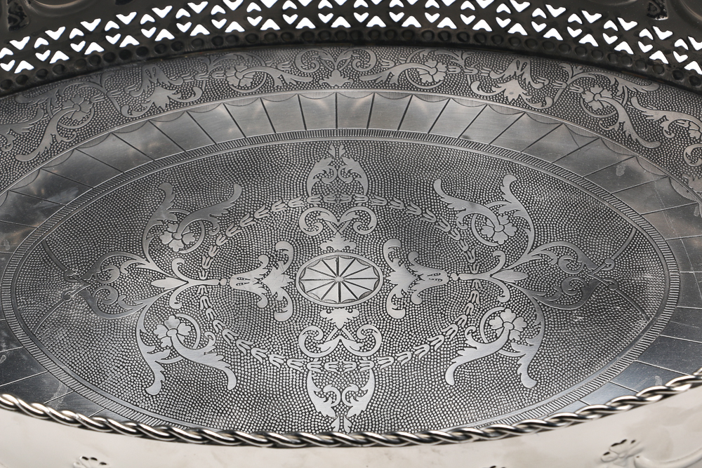 Large Silver Tone Serving Tray