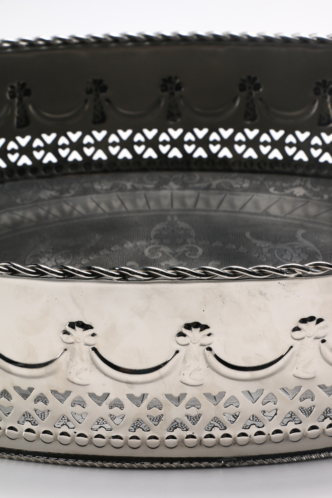 Large Silver Tone Serving Tray