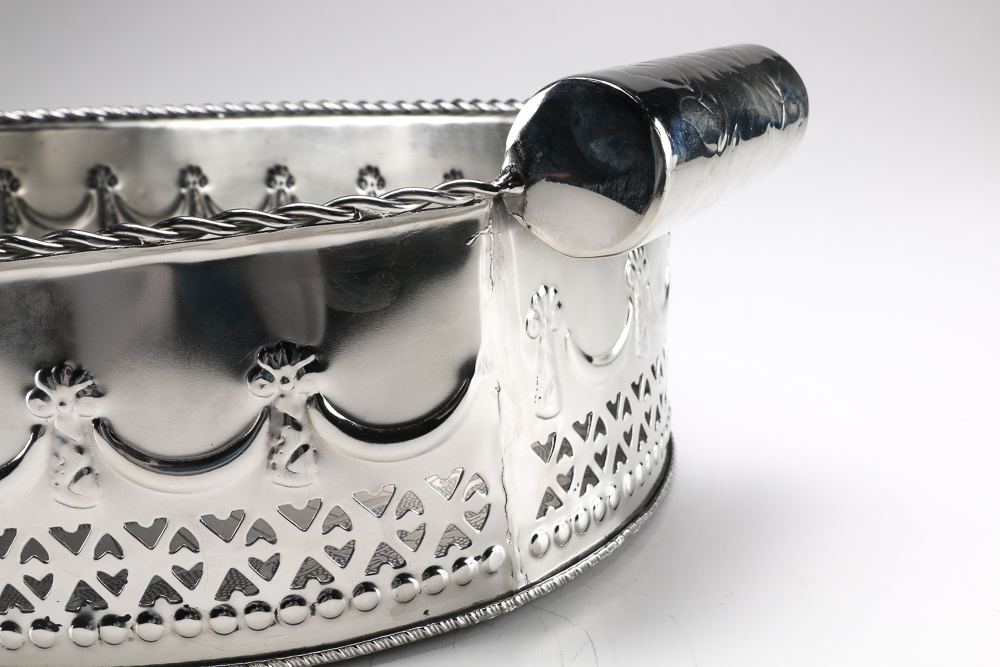 Large Silver Tone Serving Tray