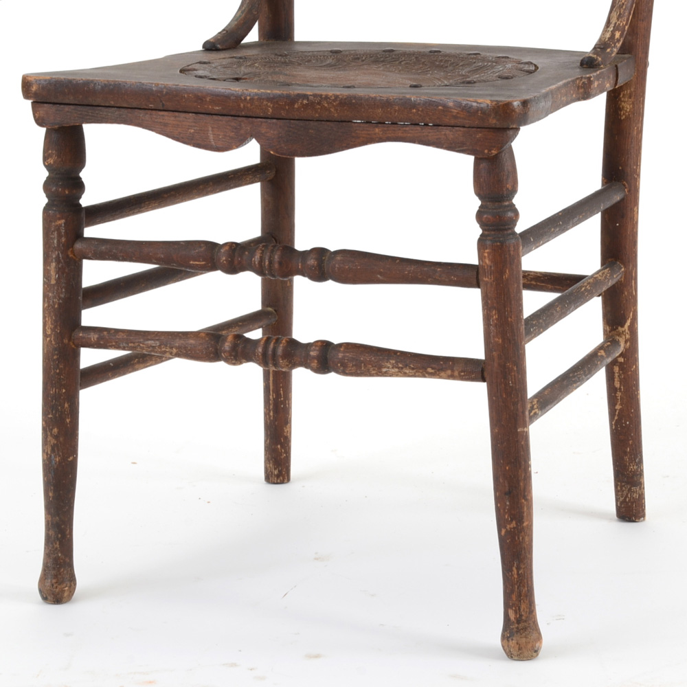 Antique Pressed Back Oak Chair