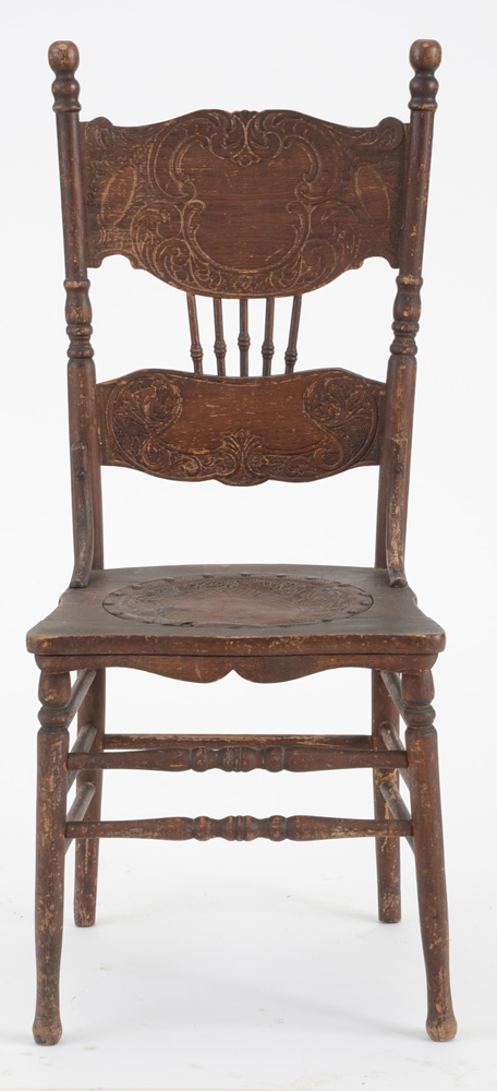 Antique Pressed Back Oak Chair