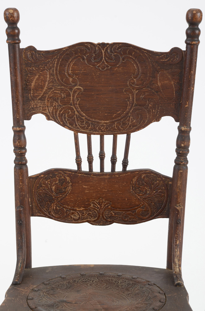 Antique Pressed Back Oak Chair