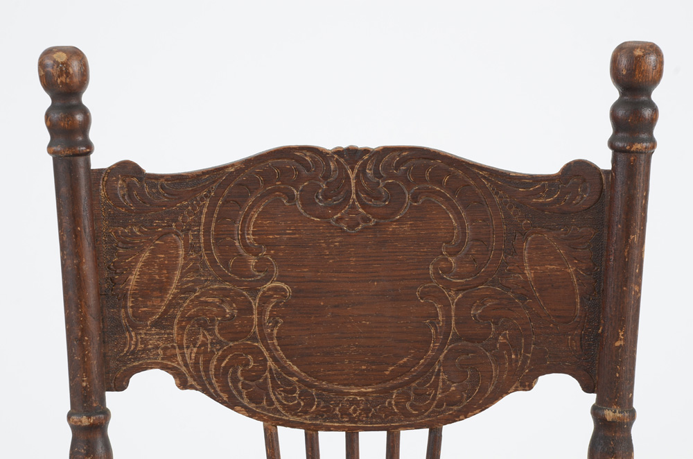 Antique Pressed Back Oak Chair