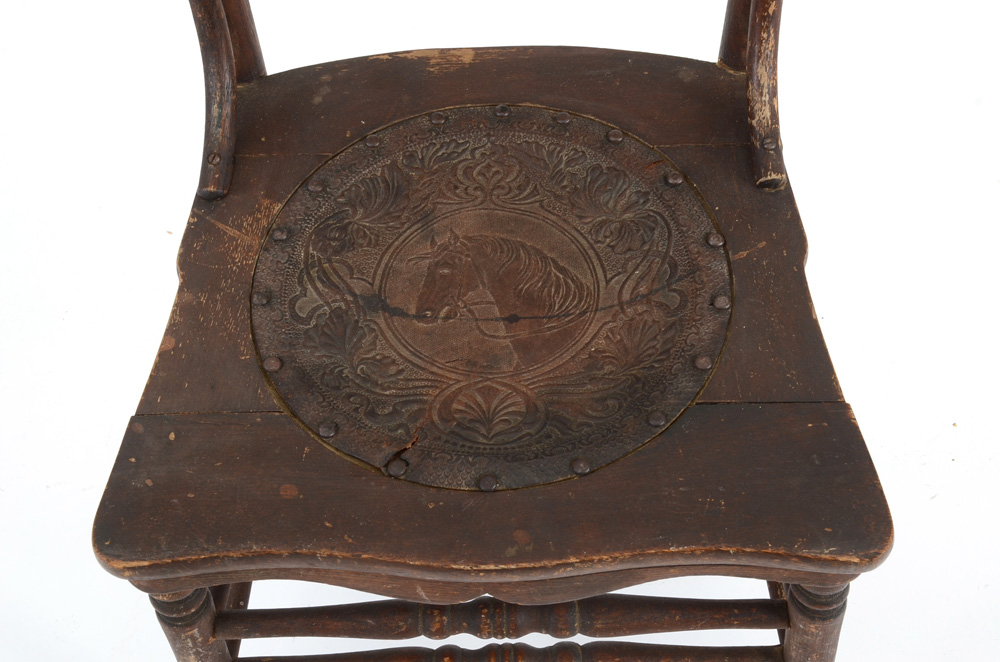 Antique Pressed Back Oak Chair