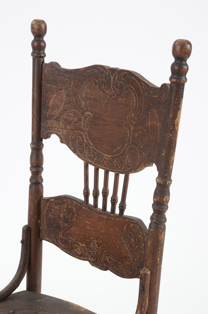 Antique Pressed Back Oak Chair