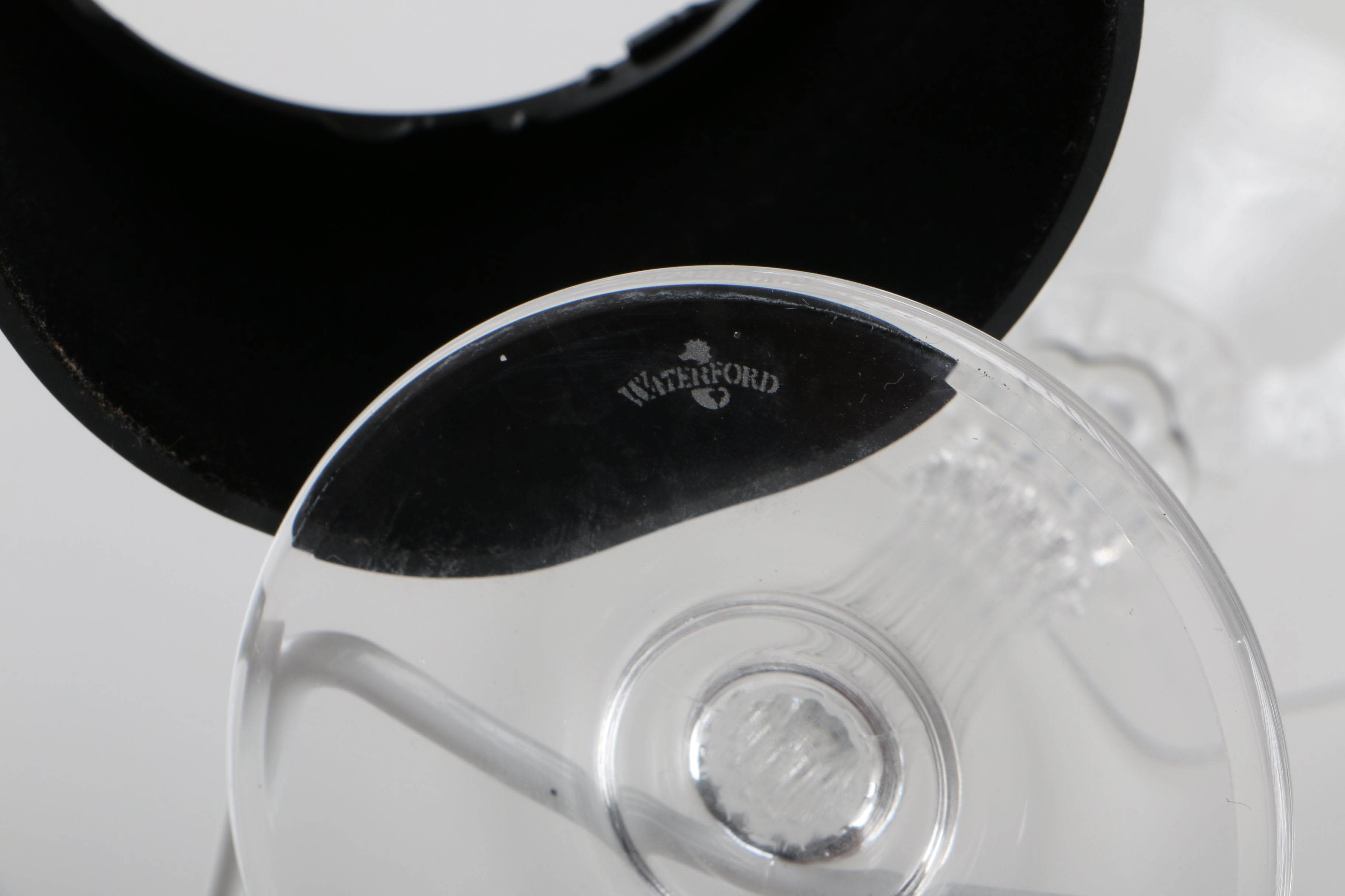 Crystal Assortment with Waterford Wine Glasses and Candlesticks