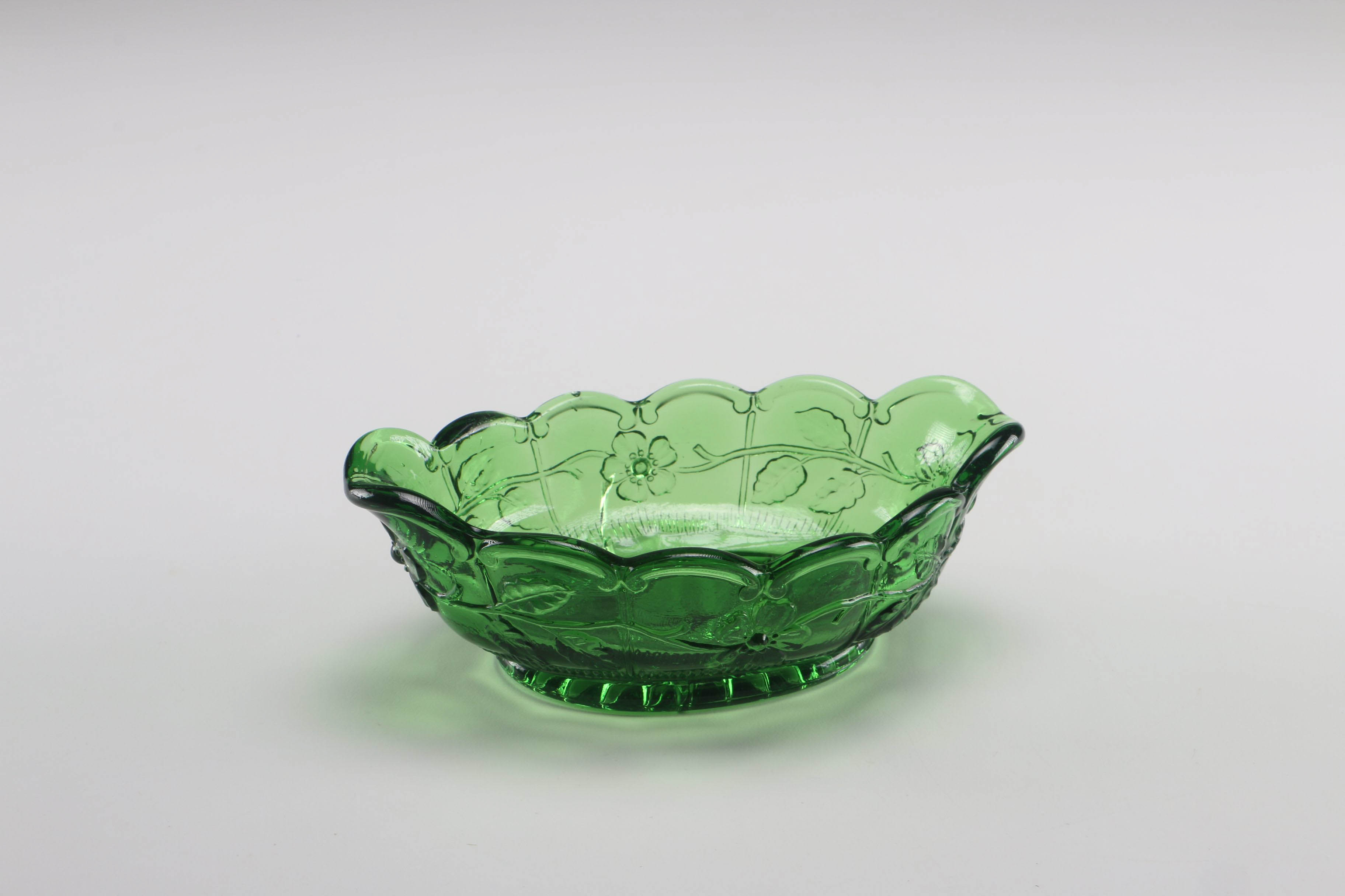 Green Pressed Glass Berry Bowls
