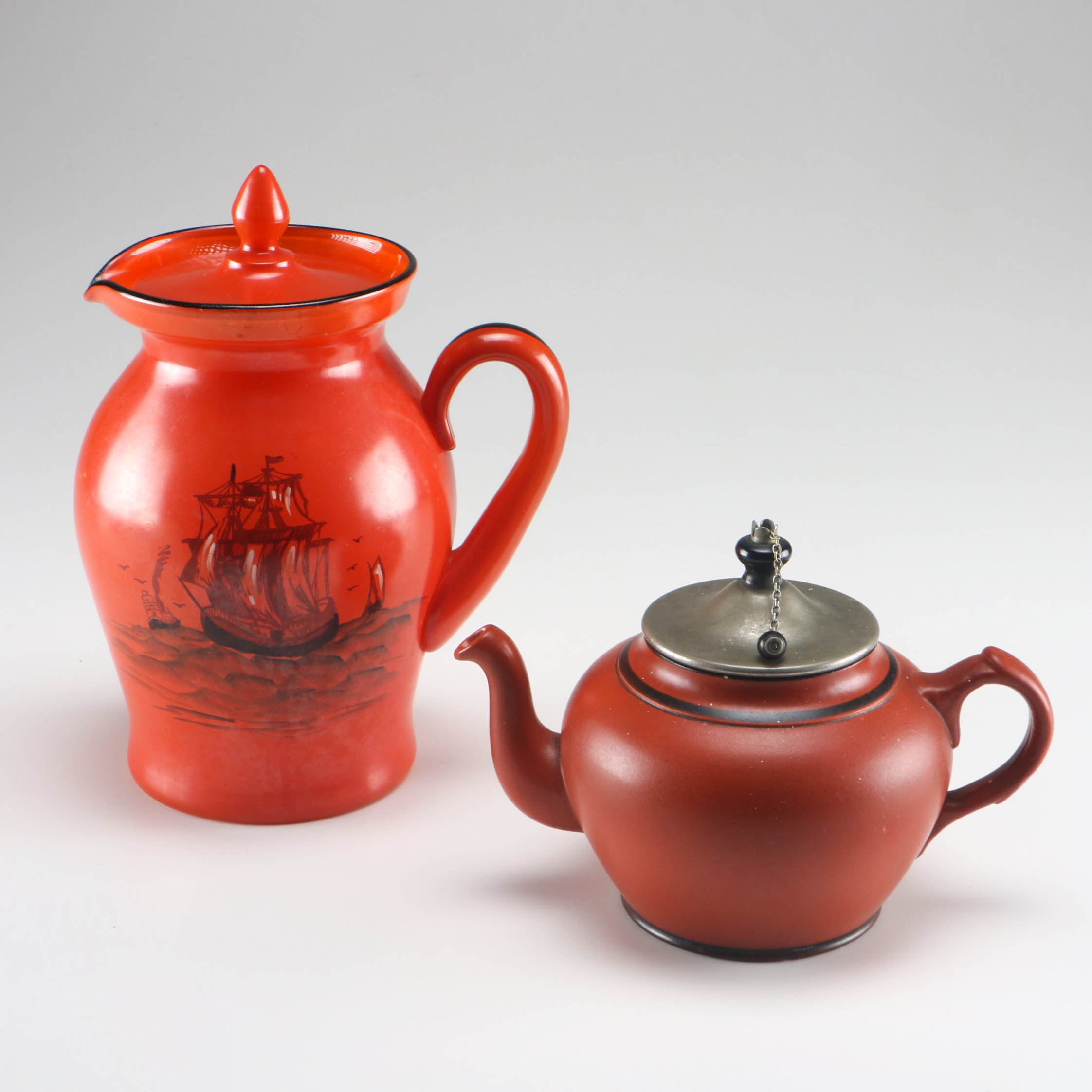 Ceramic Tea Pot and Pitcher Pair