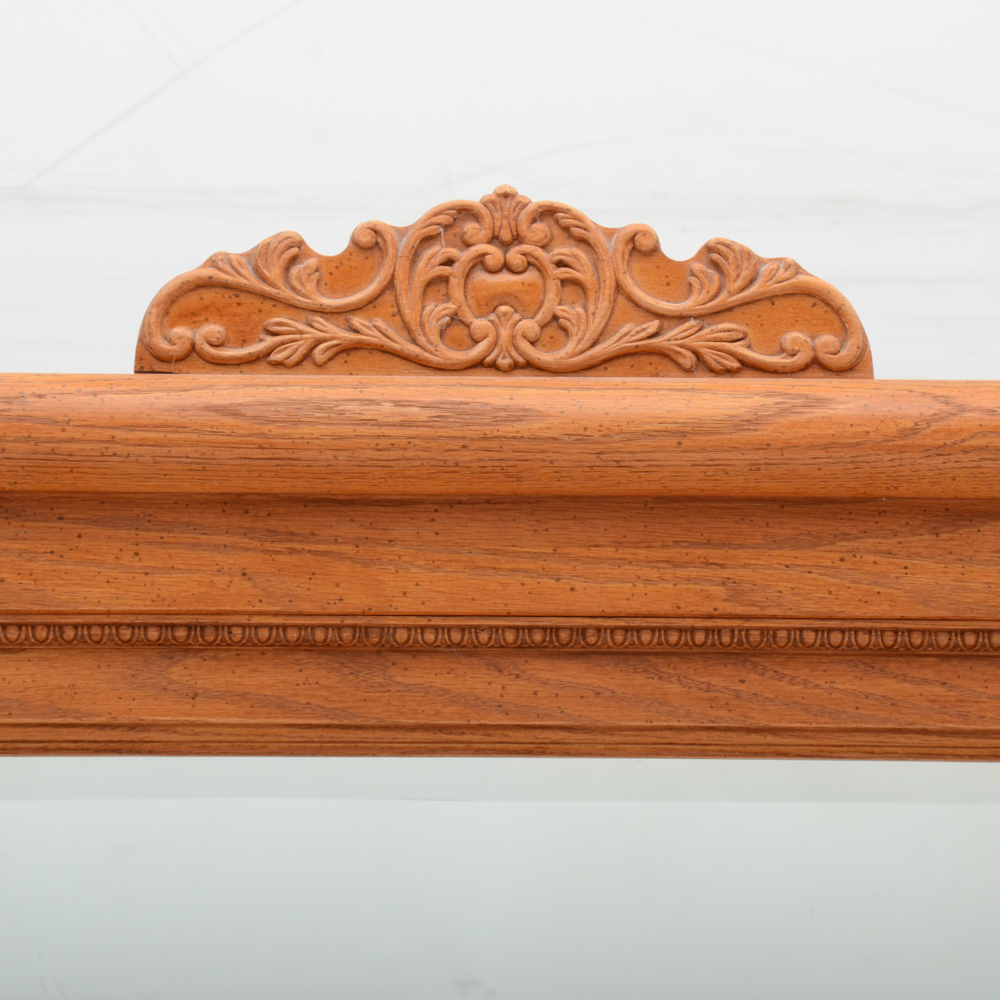 Stanley Oak Late Victorian Style Triple Dresser with Large Mirror