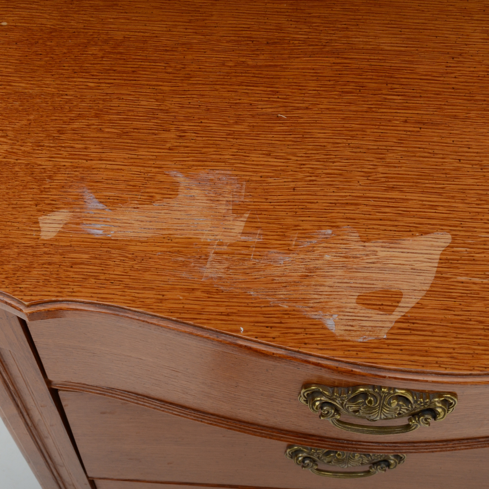 Stanley Oak Late Victorian Style Triple Dresser with Large Mirror