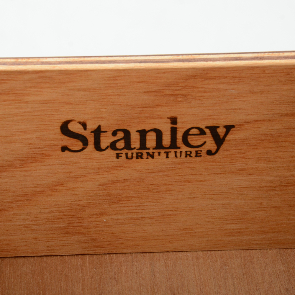 Stanley Oak Late Victorian Style Triple Dresser with Large Mirror