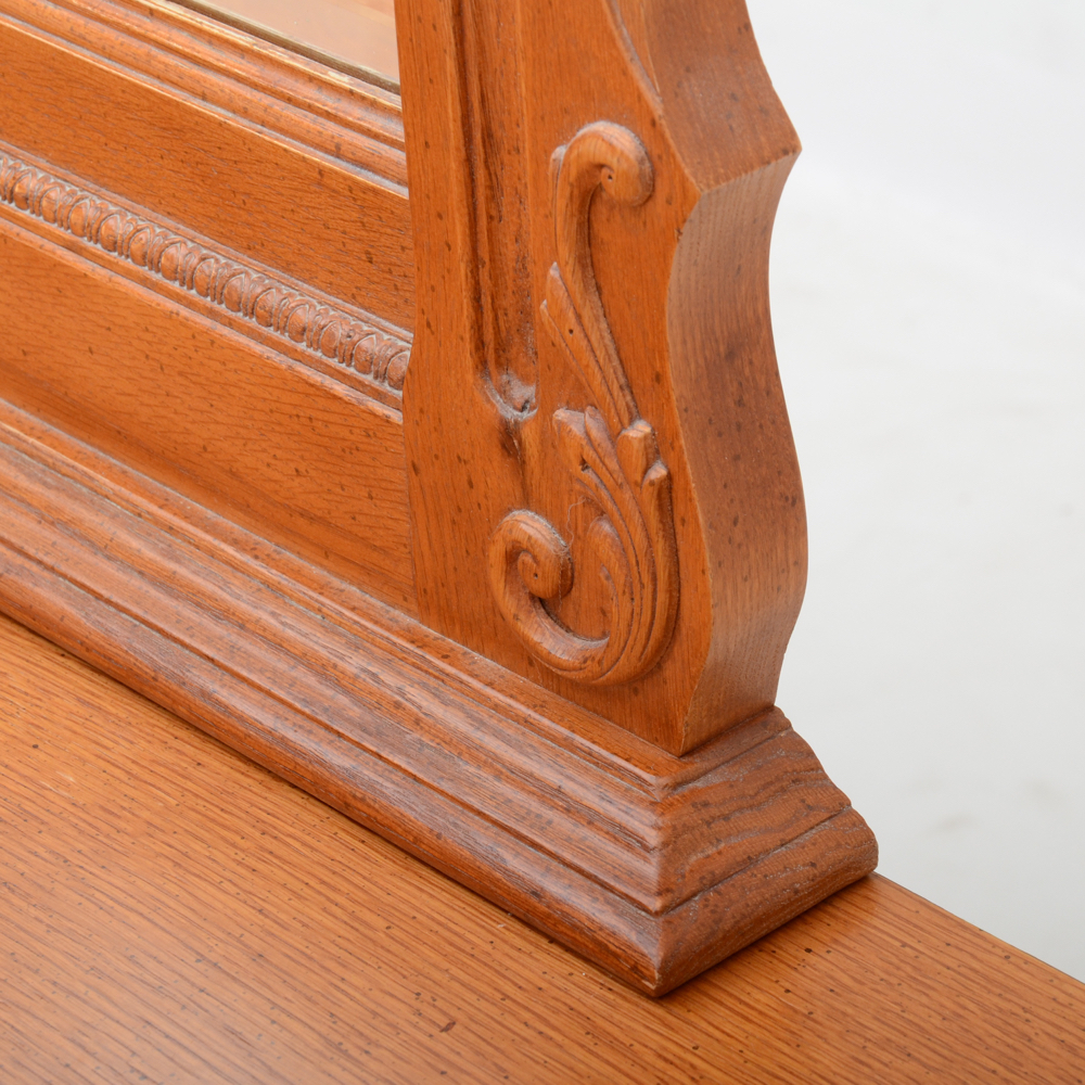 Stanley Oak Late Victorian Style Triple Dresser with Large Mirror