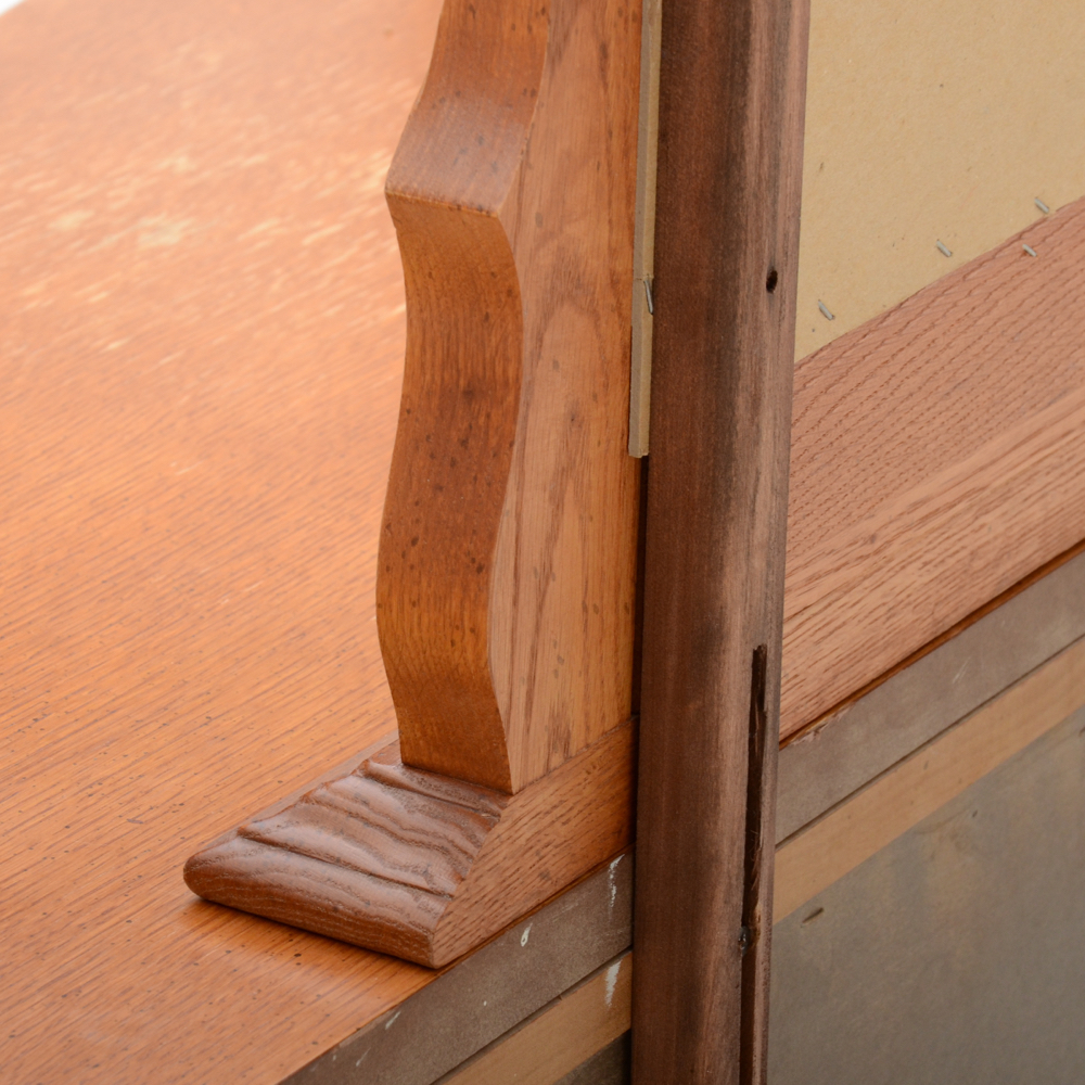 Stanley Oak Late Victorian Style Triple Dresser with Large Mirror