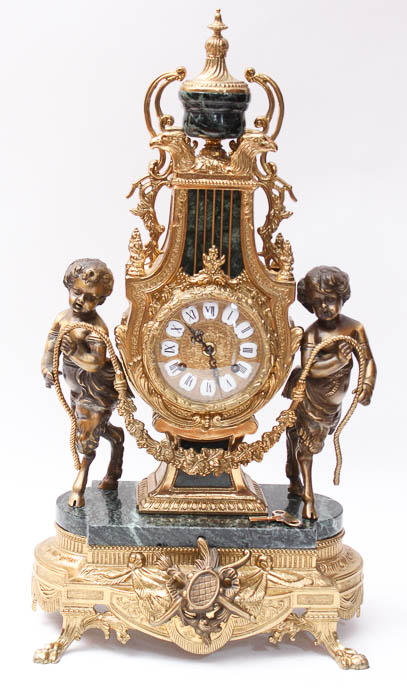 Imperial Brevettato Brass and Marble Franz Hermle Mantle Clock