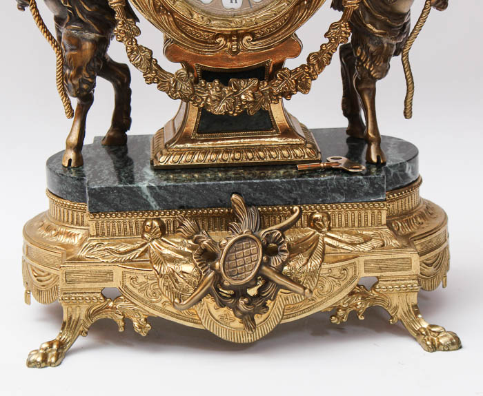 Imperial Brevettato Brass and Marble Franz Hermle Mantle Clock