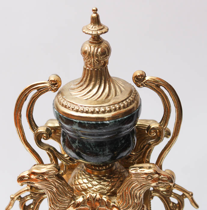 Imperial Brevettato Brass and Marble Franz Hermle Mantle Clock