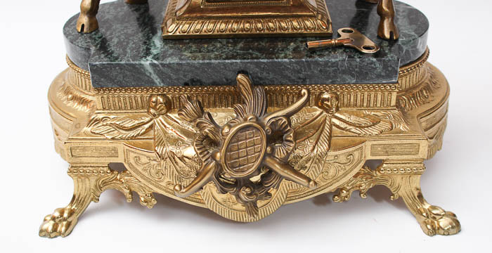 Imperial Brevettato Brass and Marble Franz Hermle Mantle Clock