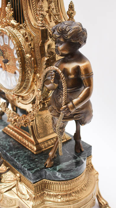 Imperial Brevettato Brass and Marble Franz Hermle Mantle Clock