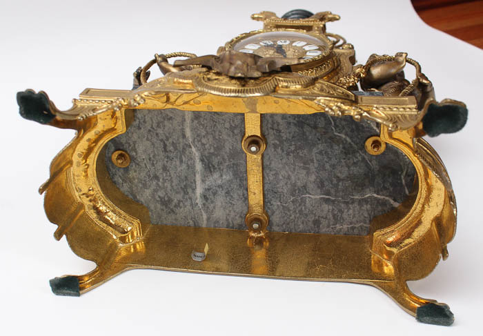 Imperial Brevettato Brass and Marble Franz Hermle Mantle Clock