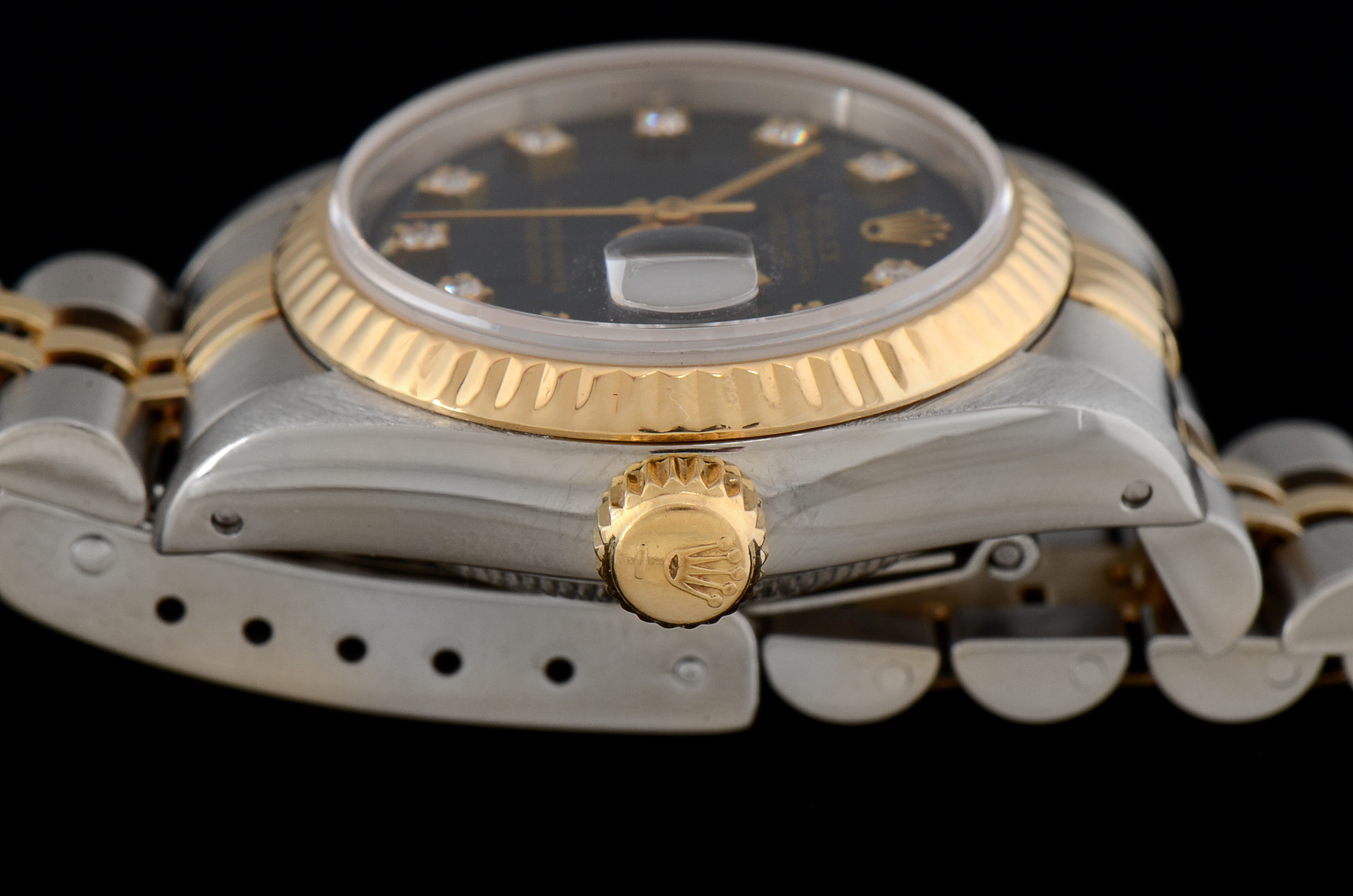 Women's Rolex Datejust 18K Gold and Steel Blue Diamond Dial Watch