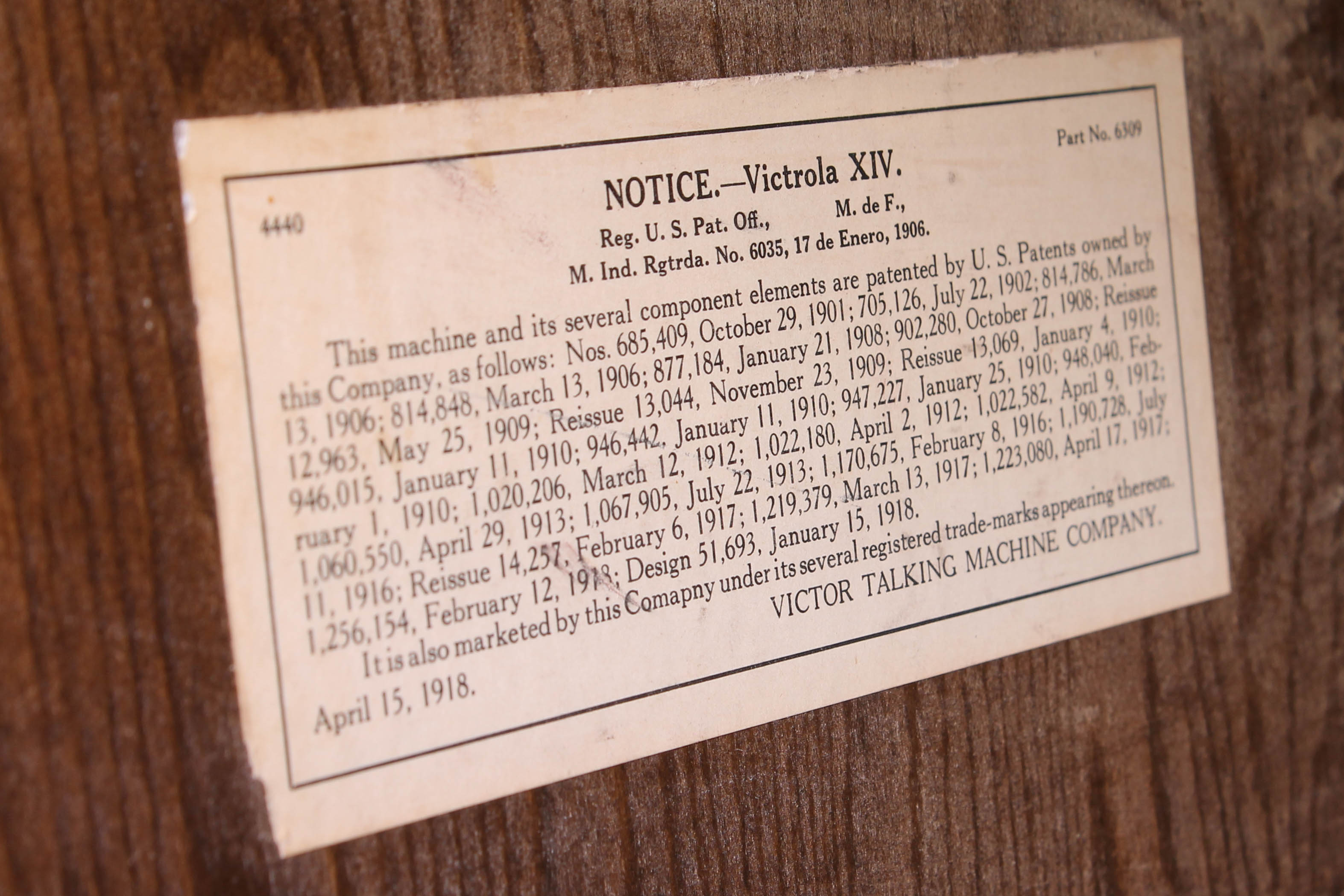 Circa 1918 Victor "Victrola" Record Player