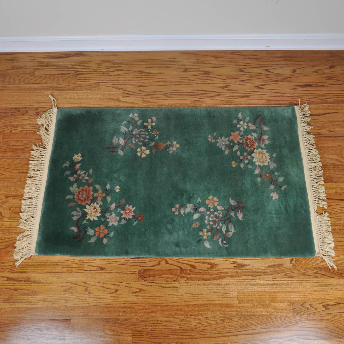 Teal Floral Accent Rug