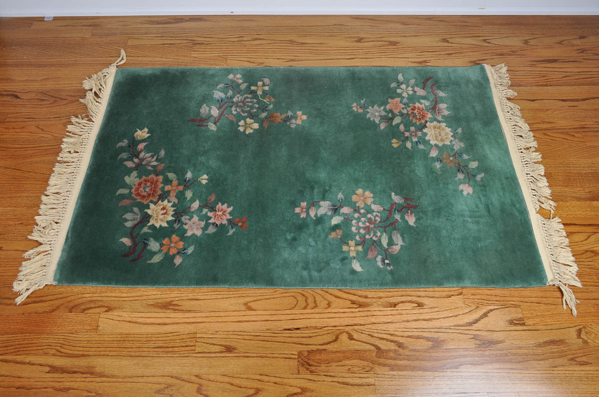 Teal Floral Accent Rug