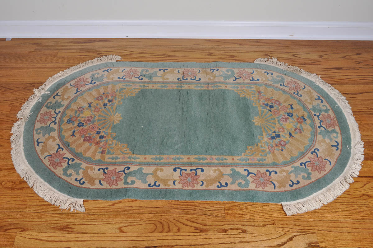 Teal Oval Accent Rug