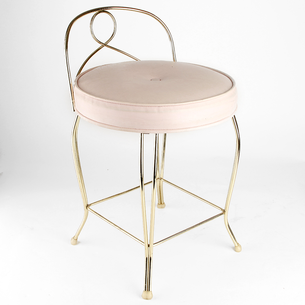 Brass Pink Seated Vanity Stool