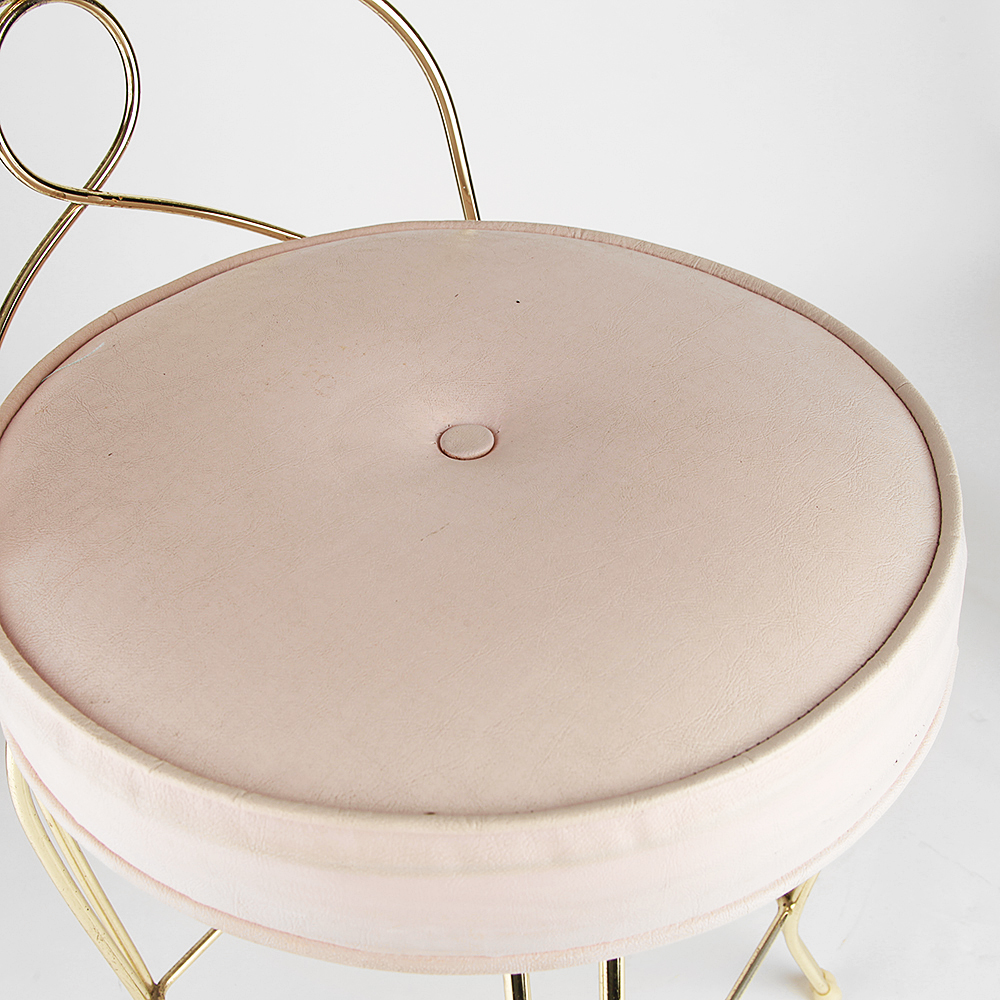 Brass Pink Seated Vanity Stool