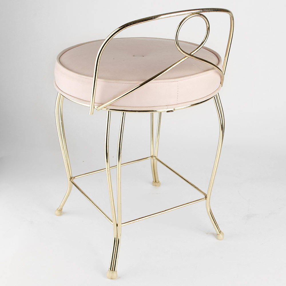 Brass Pink Seated Vanity Stool