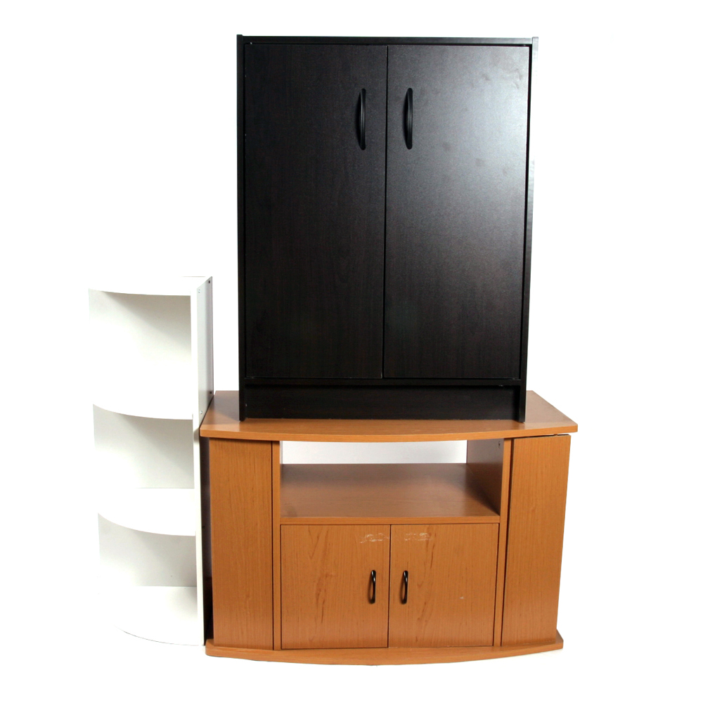 Three Pressed Wood Cabinets