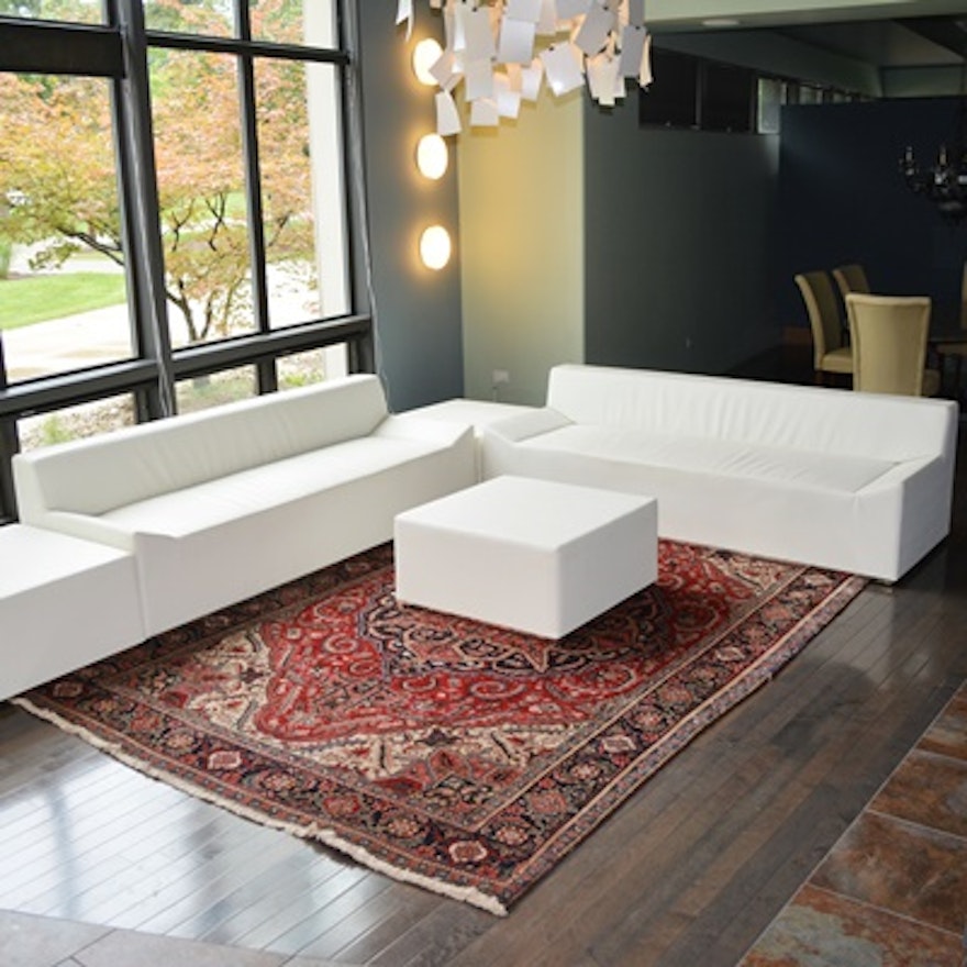 Blu Dot White Leather Alternative Modern Living Room Set