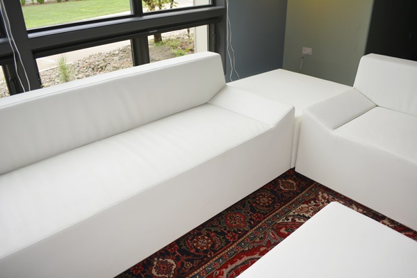 Blu Dot White Leather Alternative Modern Living Room Set