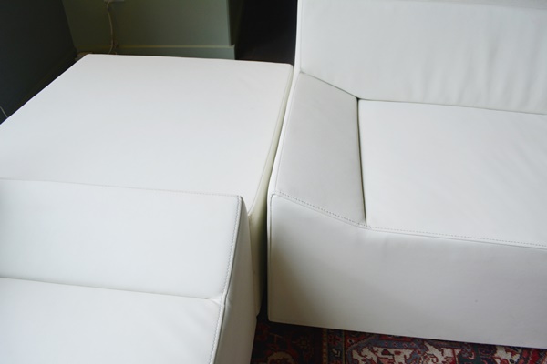 Blu Dot White Leather Alternative Modern Living Room Set