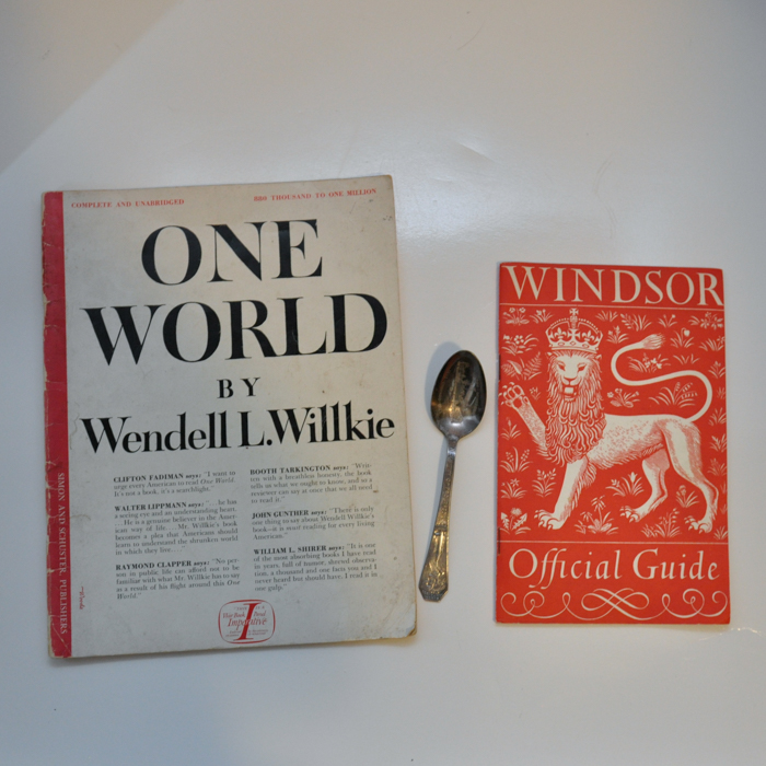 Vintage Silver Plate Spoon, Wendell Willkie Magazine and Vintage Guide to the Windsor Castle
