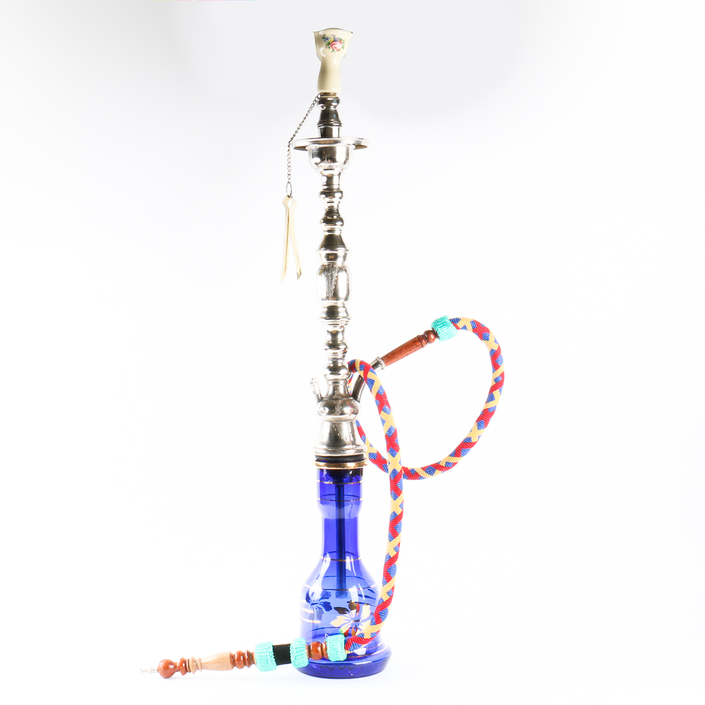 Glass and Metal Hookah with Ceramic Bowl