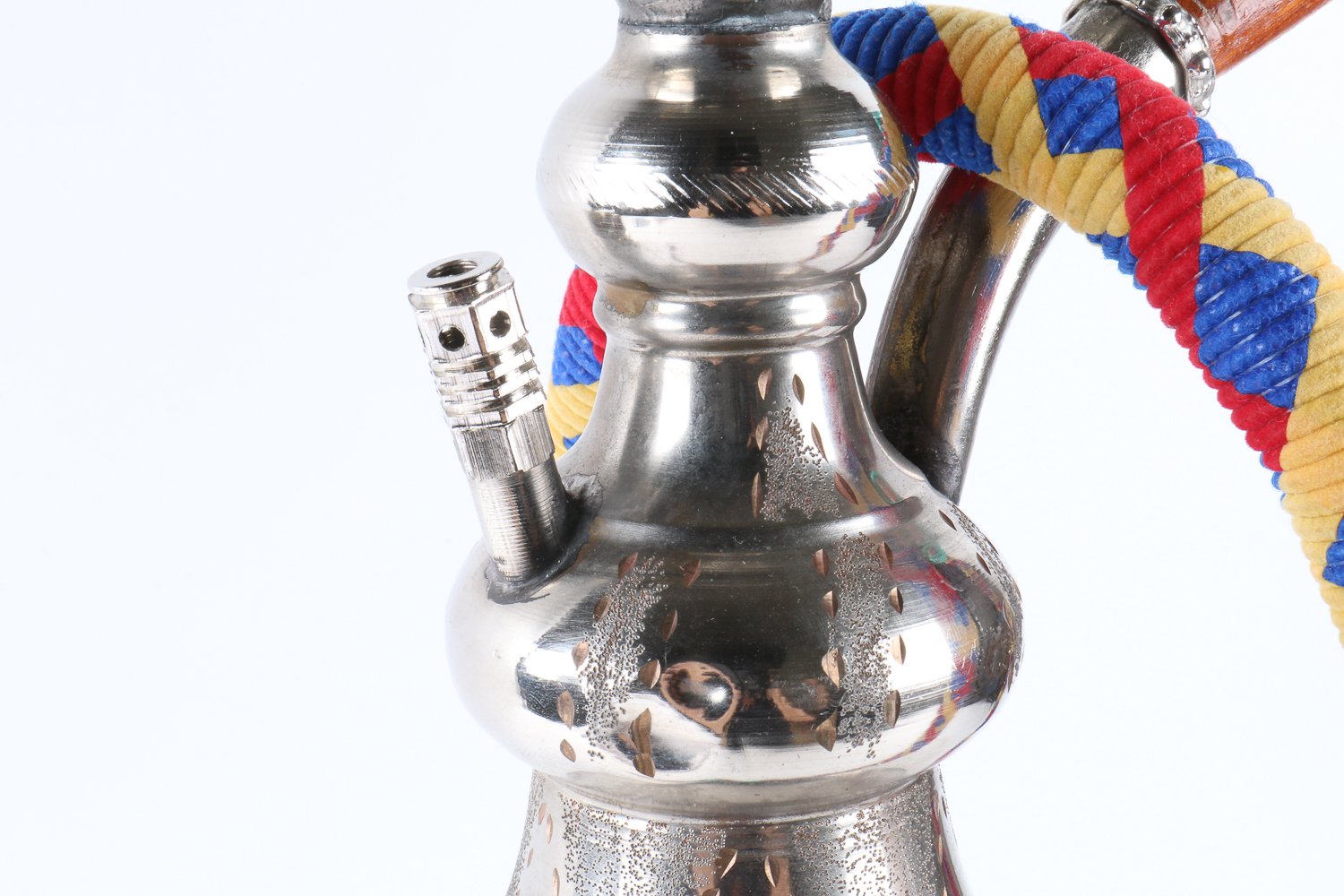 Glass and Metal Hookah with Ceramic Bowl