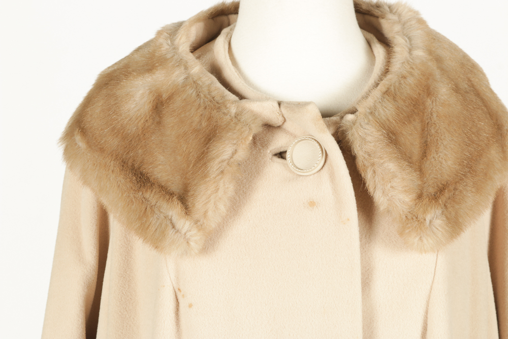 Vintage Duster Coat with Fur Collar