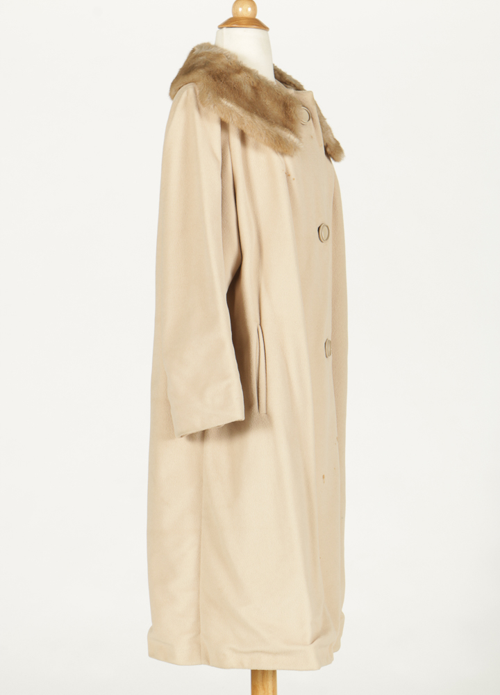 Vintage Duster Coat with Fur Collar