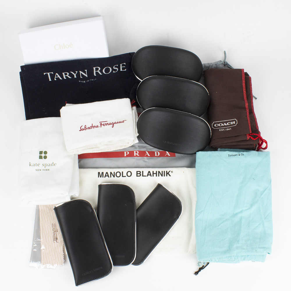 Assortment of Designer Dust Bags and Glasses Cases