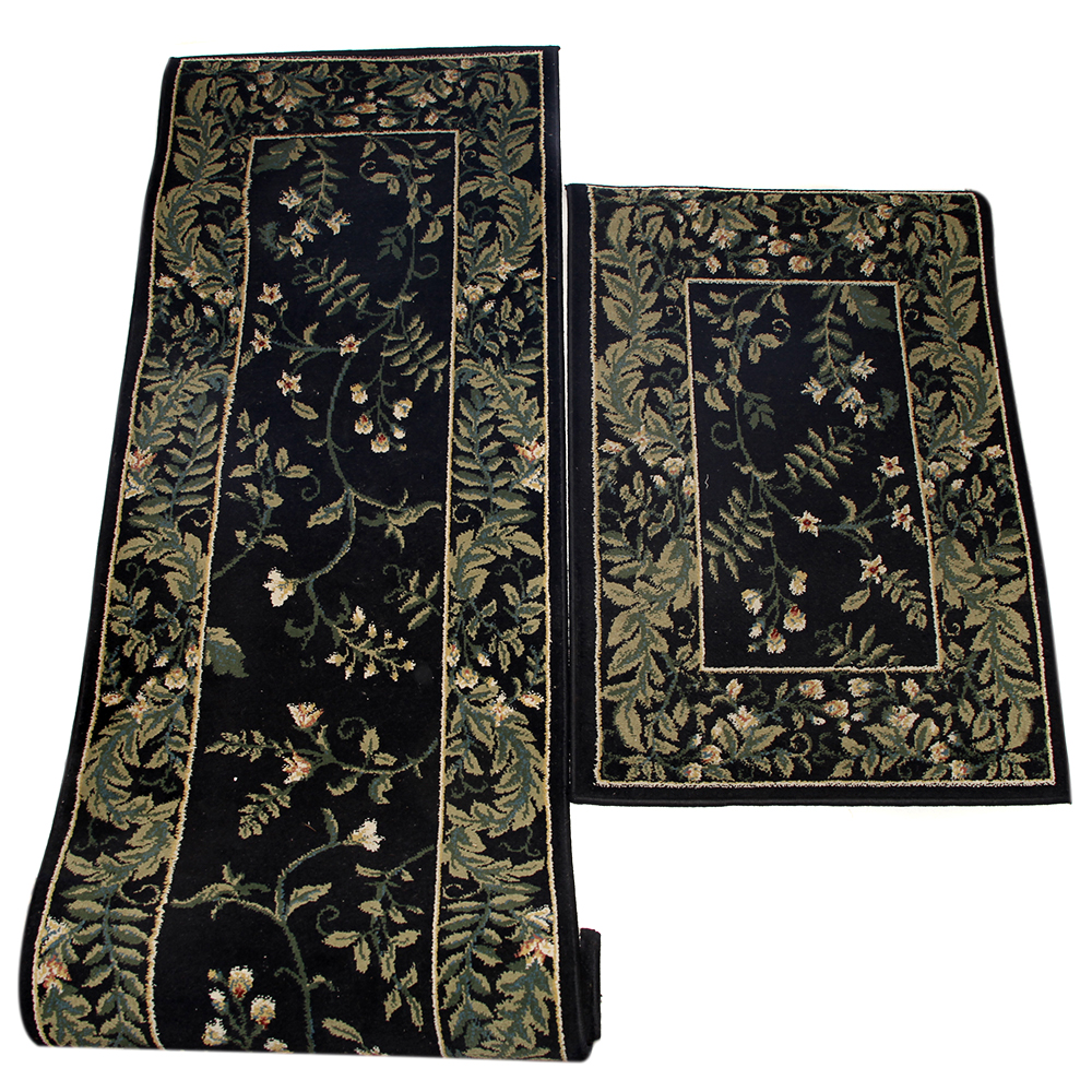 Matching Floral Accent Rug and Hallway Runner