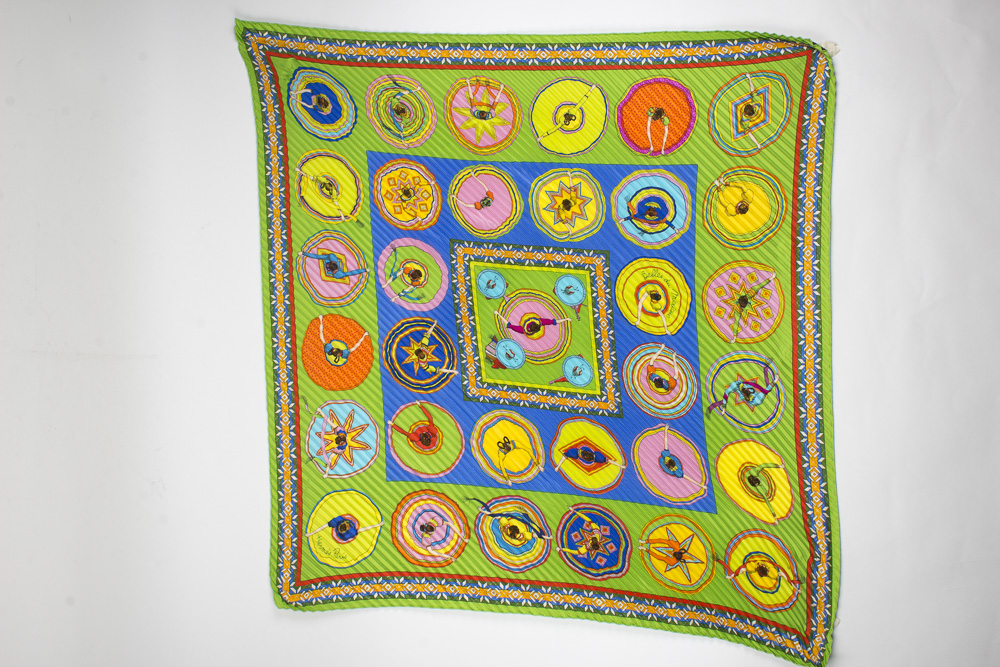 Hermes "Belles du Mexique" Virginie Jamin Designed Pleated Scarf