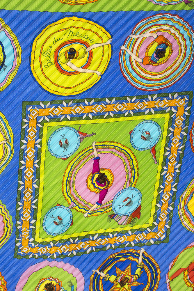 Hermes "Belles du Mexique" Virginie Jamin Designed Pleated Scarf
